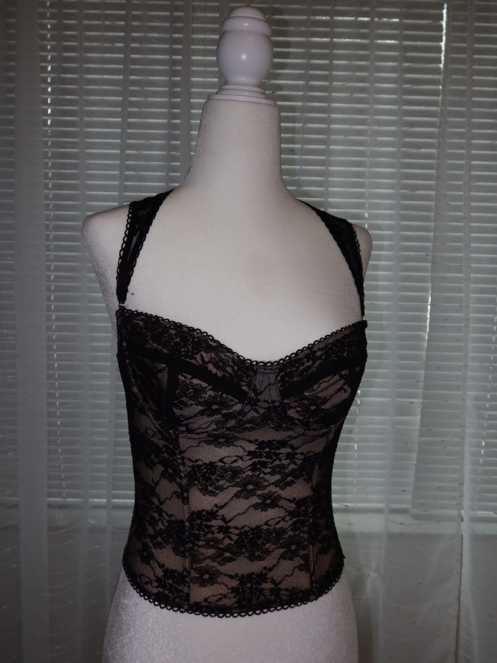 Dolls Kill Black Sheer Floral Lace Bustier Corset